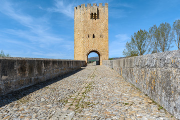 Fototapeta na wymiar Medieval bridge of Frias village, Burgos province, Spain