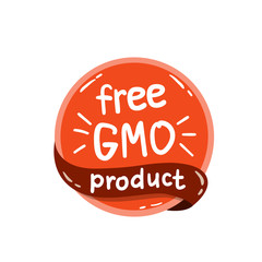 Vector round colorfull eco label with text - free GMO product.