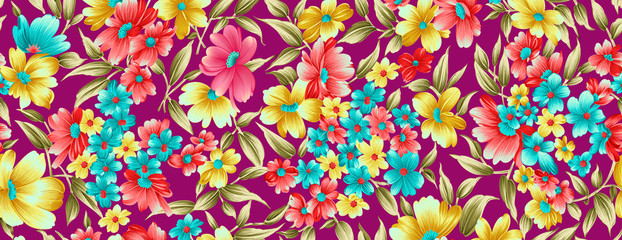 seamless traditional colorful flower design