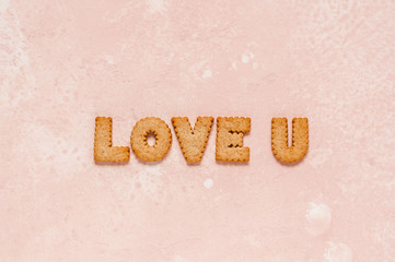 Crackers Arranged as a Phrase I Love U