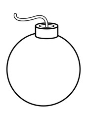 bomb explosive icon cartoon in black and white
