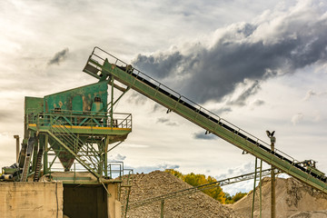 Quarry of sand and river stone