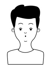 young man cartoon in black and white