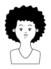 young woman cartoon in black and white