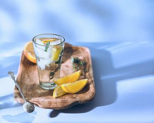 glass of cola with ice on white background