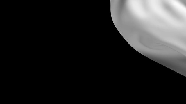 3d render of cloth simulation that cover screen and flow away. Transition footage with luma mask for compositing and blending.