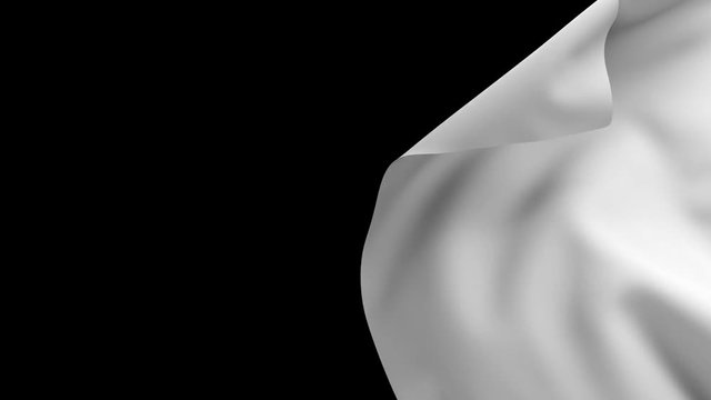 3d render of cloth simulation that cover screen and flow away. Transition footage with luma mask for compositing and blending.