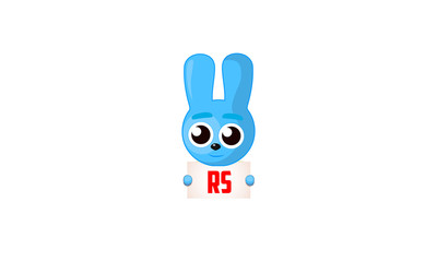 blue bunny character, holding a sign, learning foreign languages