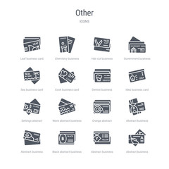 set of 16 vector icons such as abstract business card, abstract business card, black abstract business card, orange wave settings from other concept. can be used for web, logo, ui\u002fux