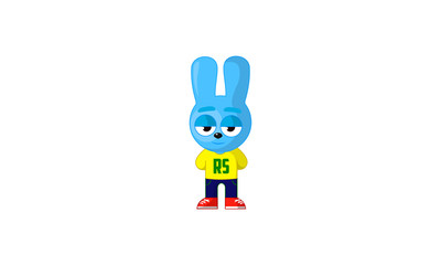 blue bunny character, learning foreign languages