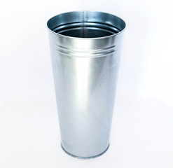 vintage iron flowerpot, bucket on a white background