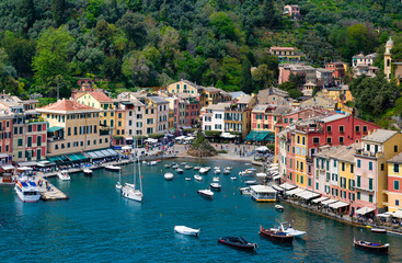 Fototapeta na wymiar Aerial view of Portofino village.