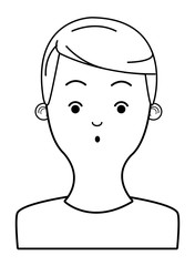 young man cartoon in black and white