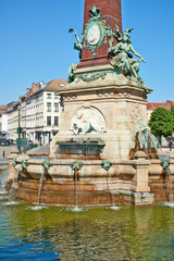 Fototapeta na wymiar The Anspach Fountain, monument erected in 1897 in Brussels, Belgium