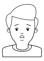 young man cartoon in black and white