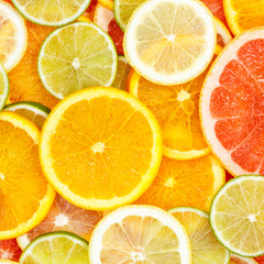Fototapeta na wymiar Citrus fruits collection food background oranges square lemons limes grapefruit fresh fruit