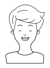 young man cartoon in black and white