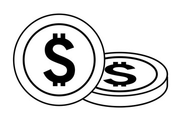 saving money cartoon in black and white