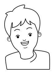 young man cartoon in black and white