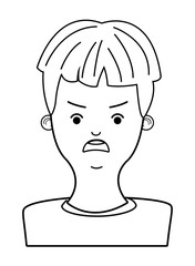 young man cartoon in black and white