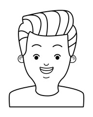 young man cartoon in black and white