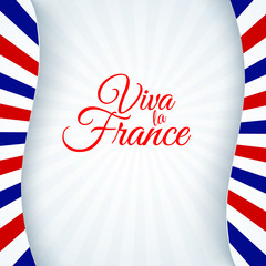 Obraz premium Poster France flag patriotic background Brochure banner layout with lines stripes blue white red of french flag and text Viva la France Festive patriotic theme for advertising greeting cards Vector