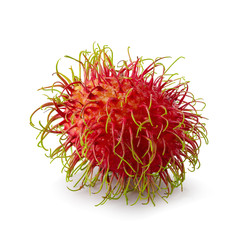 Rambutan sweet fruit isolated over white background.