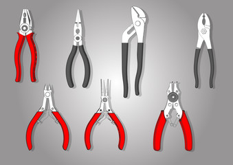 set of tools isolated on white background