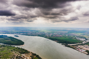 Aerial view of river Dunube 