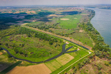 Fototapeta premium Aerial view of river Dunube 