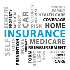 Insurance word cloud. Vector concept illustration II.