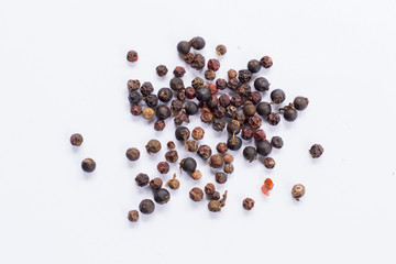 black pepper on white background