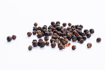 black pepper on white background