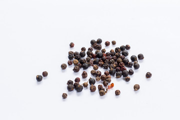 black pepper on white background