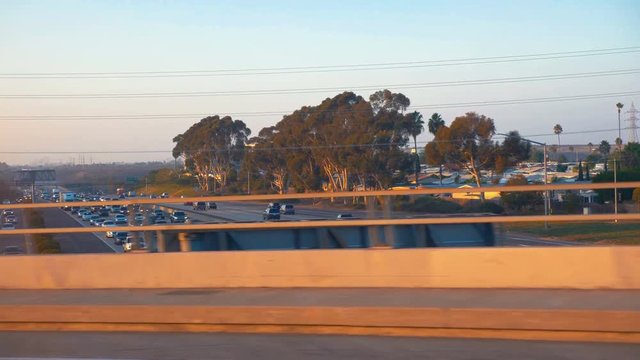 Car POV Traffic on a freeway in 4k slow motion 60fps
