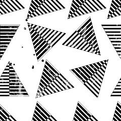 Gardinen seamless background pattern, with triangles, stripes, strokes and splashes, black and white © Kirsten Hinte