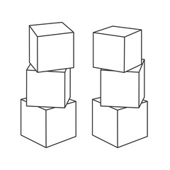 Outline block building towers for coloring book. Blank bricks for your own design, vector illustration on white background.