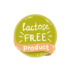 Vector round colorfull eco label with text - lactose free product.