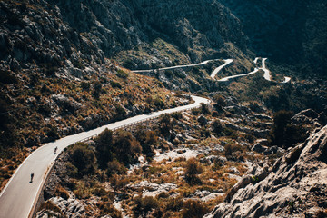 Mallorca, Spain. The panoramic and tourist road leading to the port of Sa Calobra. Winding and...
