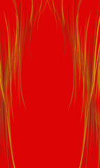 Obraz na płótnie Canvas Abstract red background. Yellow hair hangs in thin strands. Girl's hair without a face.