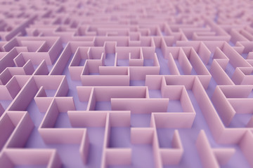 Obraz premium Overview of maze in perspective with depth of field. 3d illustration