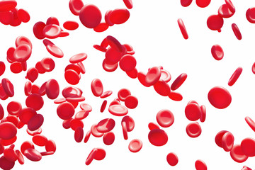 Red blood cells on white background. 3d illustration