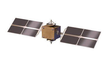 Small satellite on white background. 3d illustration