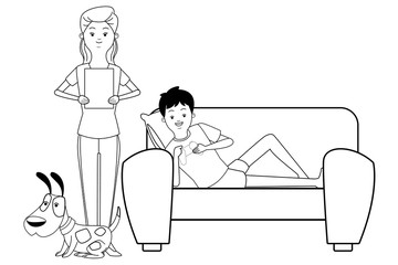 Millennial people gaming party black and white