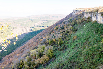 Fototapeta na wymiar Biyuk-Ashlama-Dere gorge in Crimean mountains Chufut-Kale, Bakhchisaray, Crimea