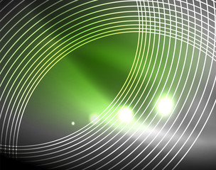 Dark space with neon color glowing lights abstract background