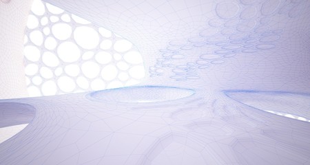 Obraz premium Abstract drawing white interior multilevel public space with window. 3D illustration and rendering.