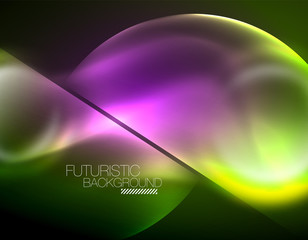 Vector glowing neon circles abstract background