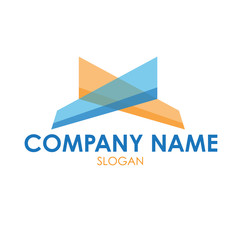 Obraz premium airplane logo design with blue and orange airplane wing. Using for air line company or travel company or air transportation. (logo , icon and symbol)