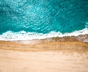 Aerial view of summer beach and ocean landscape . Free space for your decoration. 